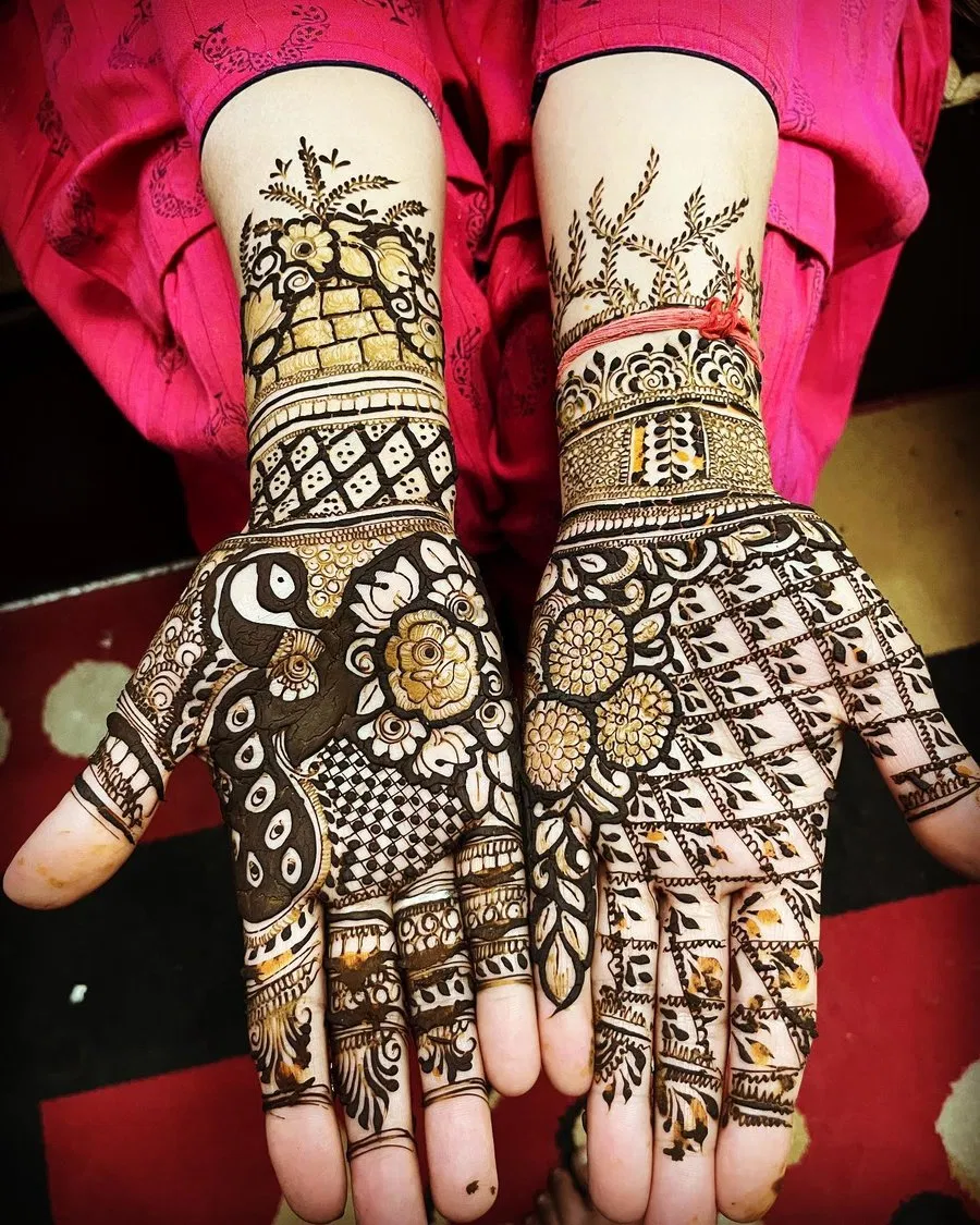 Back Hand Mehndi Design with Figures (2)