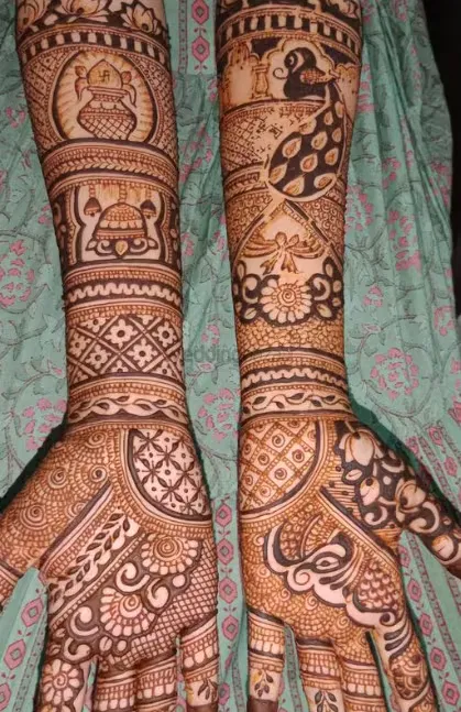 Back Hand Mehndi Design with Figures