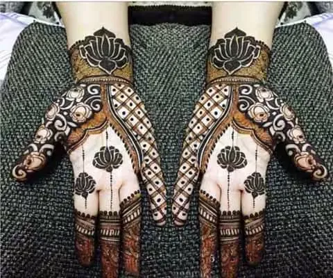 Full Hand Mehndi Design with Figures and Lotus