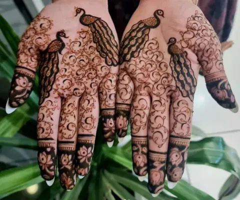 peacock back hand mehndi design