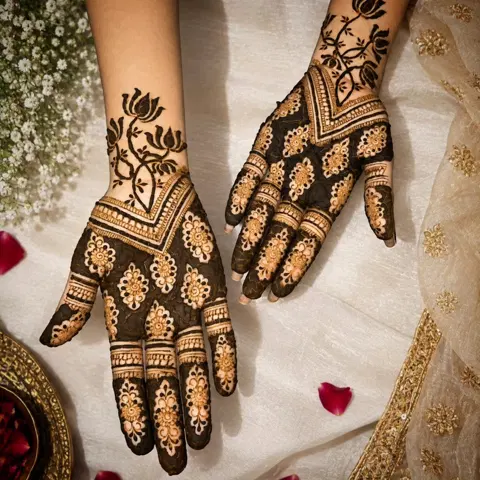 heart back hand mehndi design