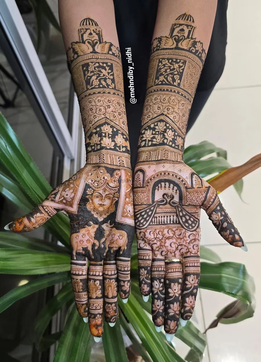 Front Hand Mehndi Design with Figures (2)