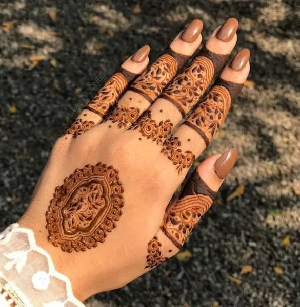 Aesthetic Royal Back Hand Mehndi Design for Eid