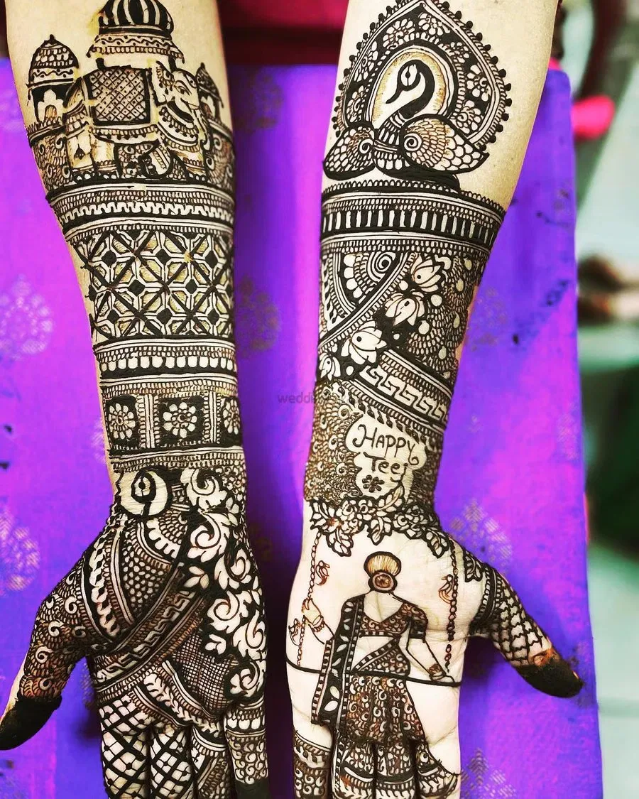 Full Hand Mehndi Design with Figures (2)