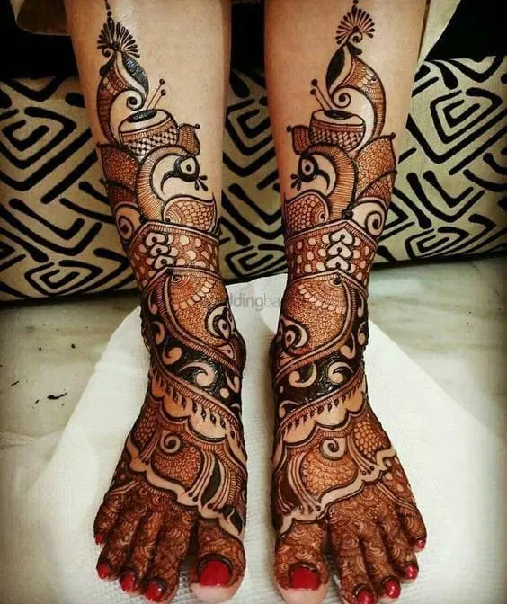 Full Hand Mehndi Design with Figures and Peacock