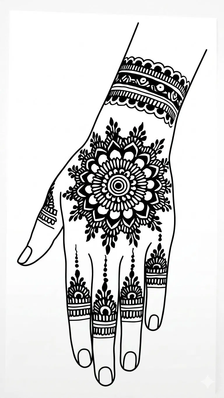 Arabic Simple Arm Mehndi Design with Gol Tikki