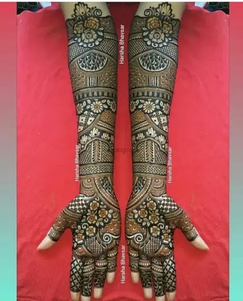 figure full hand mehndi design