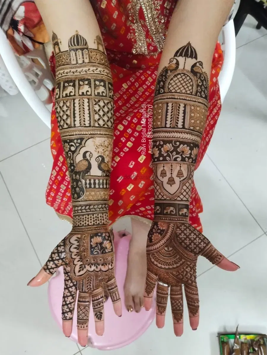 Front Hand Mehndi Design with Figures