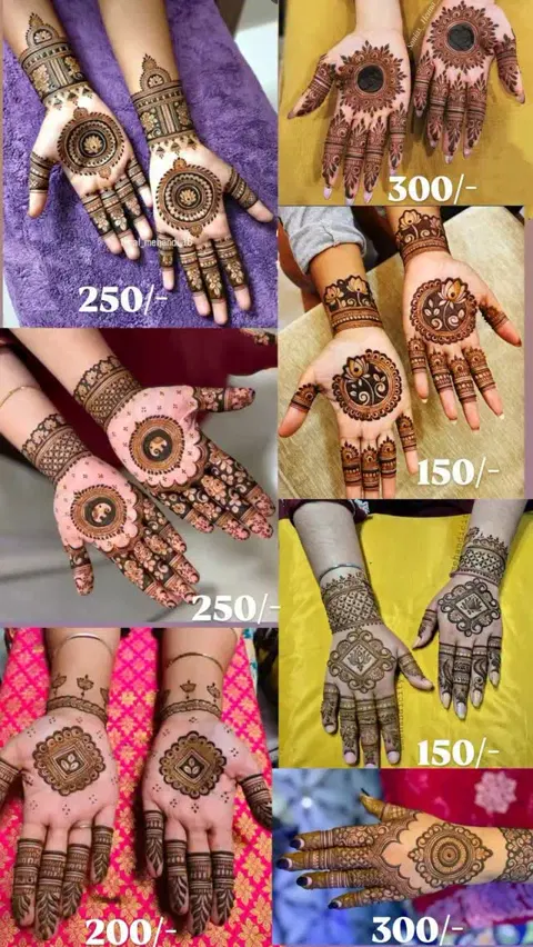 aesthetic circle front hand mehndi design