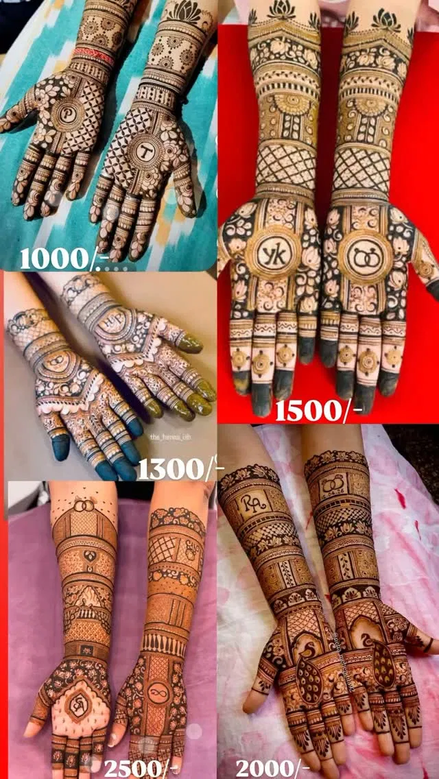 Aesthetic Front Hand Mehndi Design with Figures and Hearts