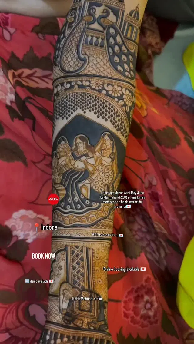Back Hand Mehndi Design with Figures and Hearts (3)