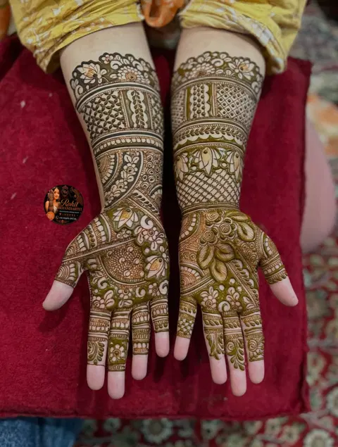 figure full hand mehndi design