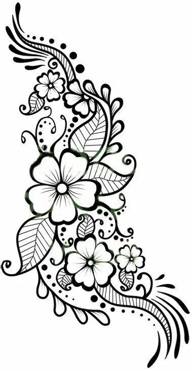 Mehndi Design with Flowers and Hearts