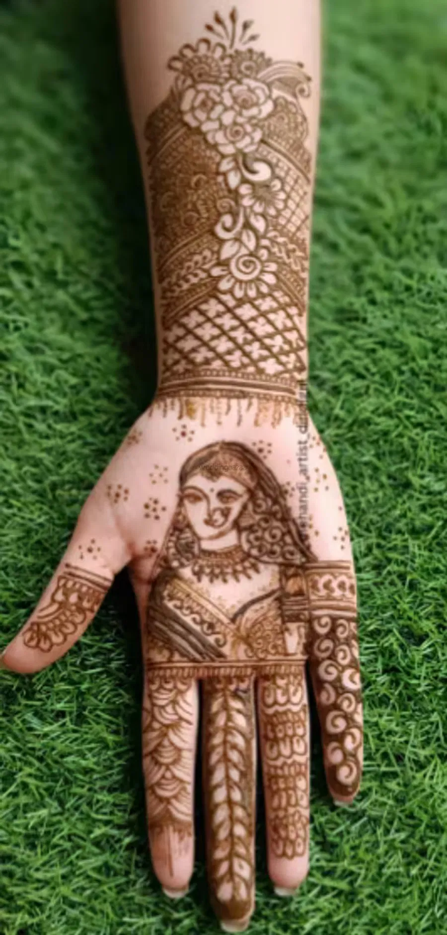 Front Hand Mehndi Design with Figures