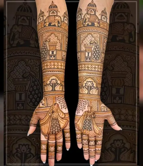 bridal figure front hand mehndi design