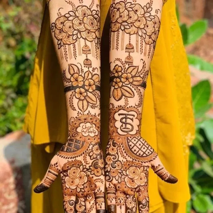 Front Hand Mehndi Design with Figures