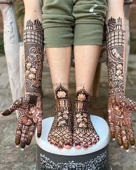 figure full hand mehndi design