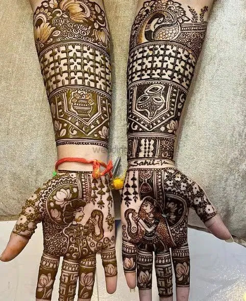 Front Hand Mehndi Design with Figures