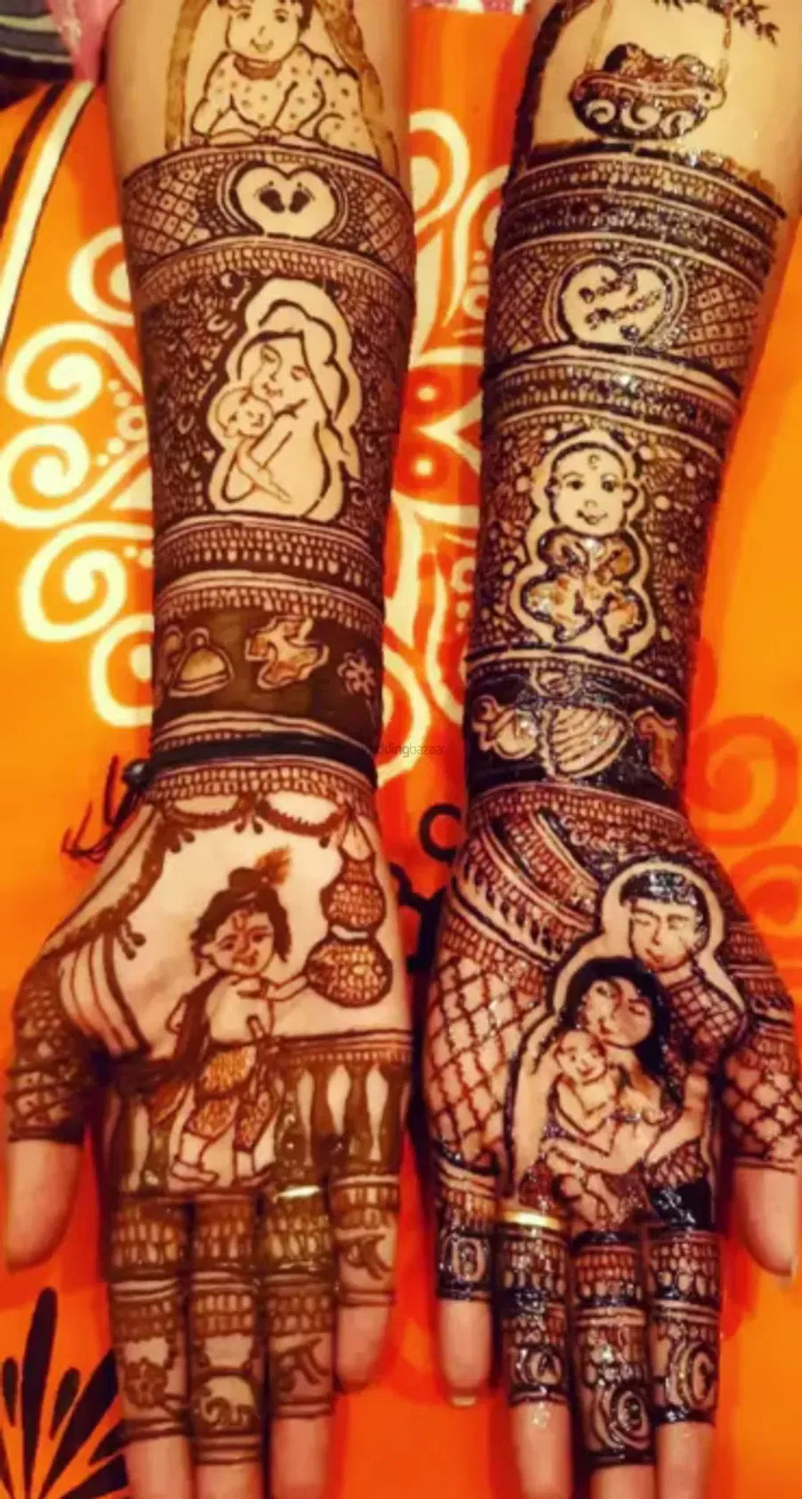 Heavy Full Hand Mehndi Design with Figures