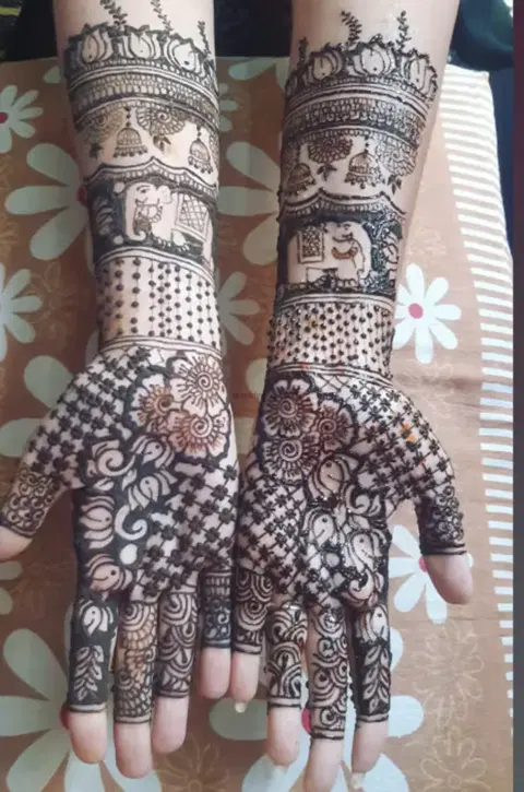 figure full hand mehndi design