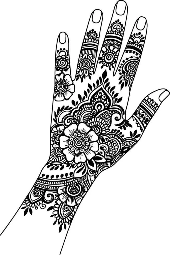 Arabic Bridal Finger Mehndi Design with Flowers (3)