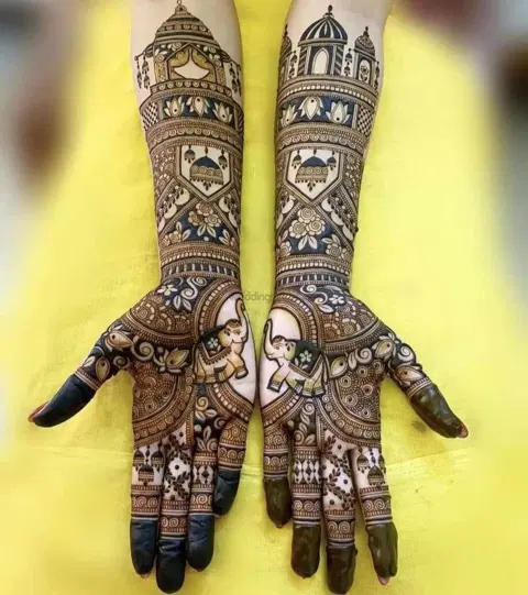 figure full hand mehndi design