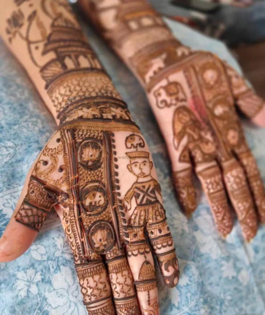 Front Hand Mehndi Design with Figures