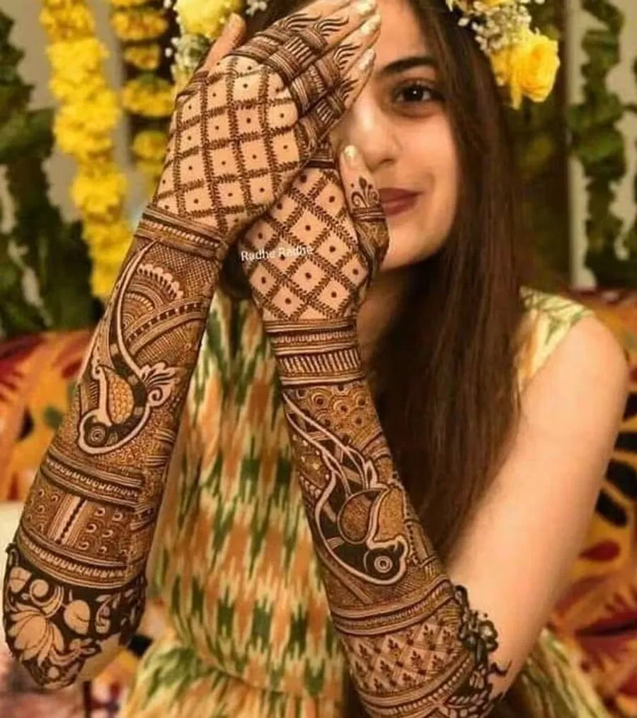Back Hand Mehndi Design with Figures