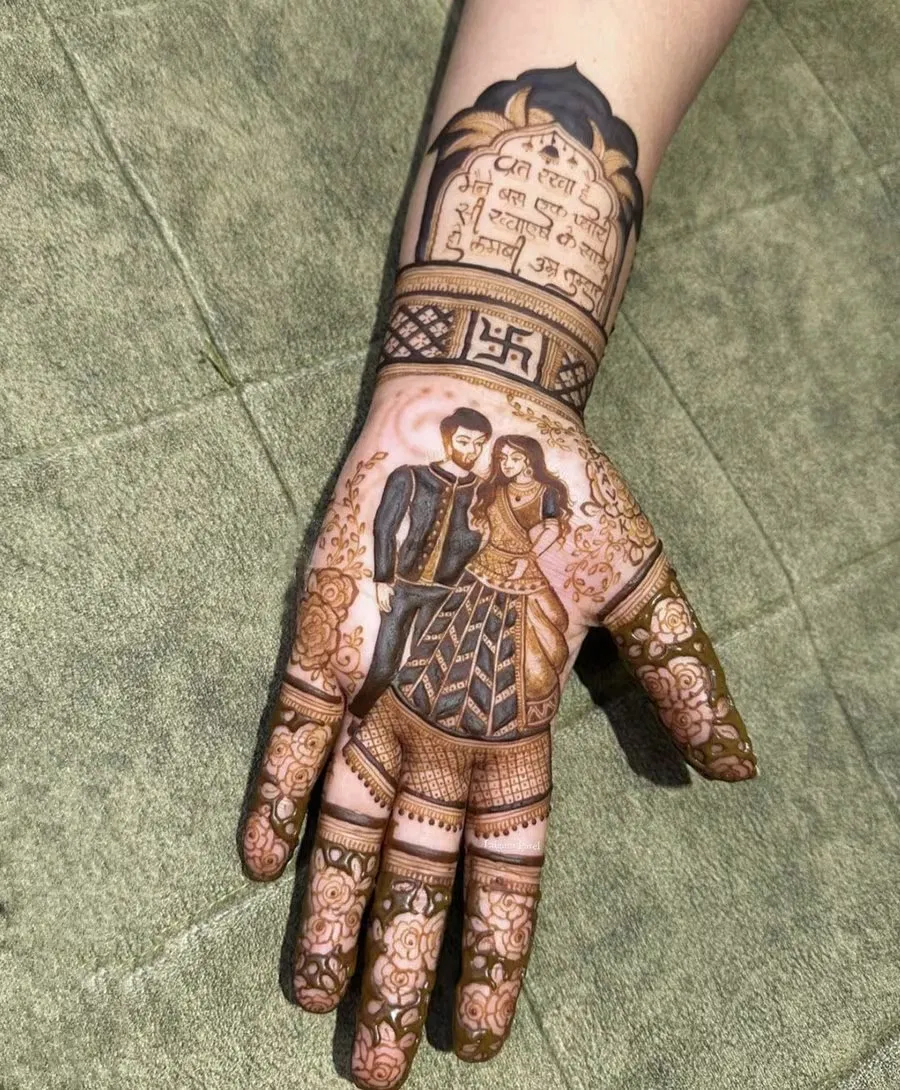Back Hand Mehndi Design with Figures
