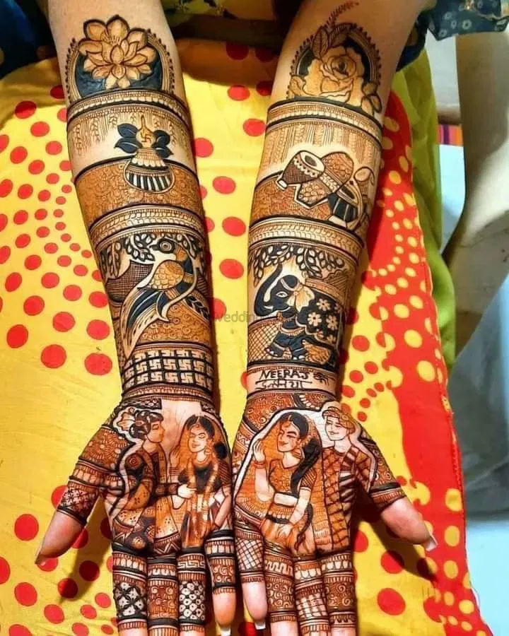 Heavy Mehndi Design with Figures