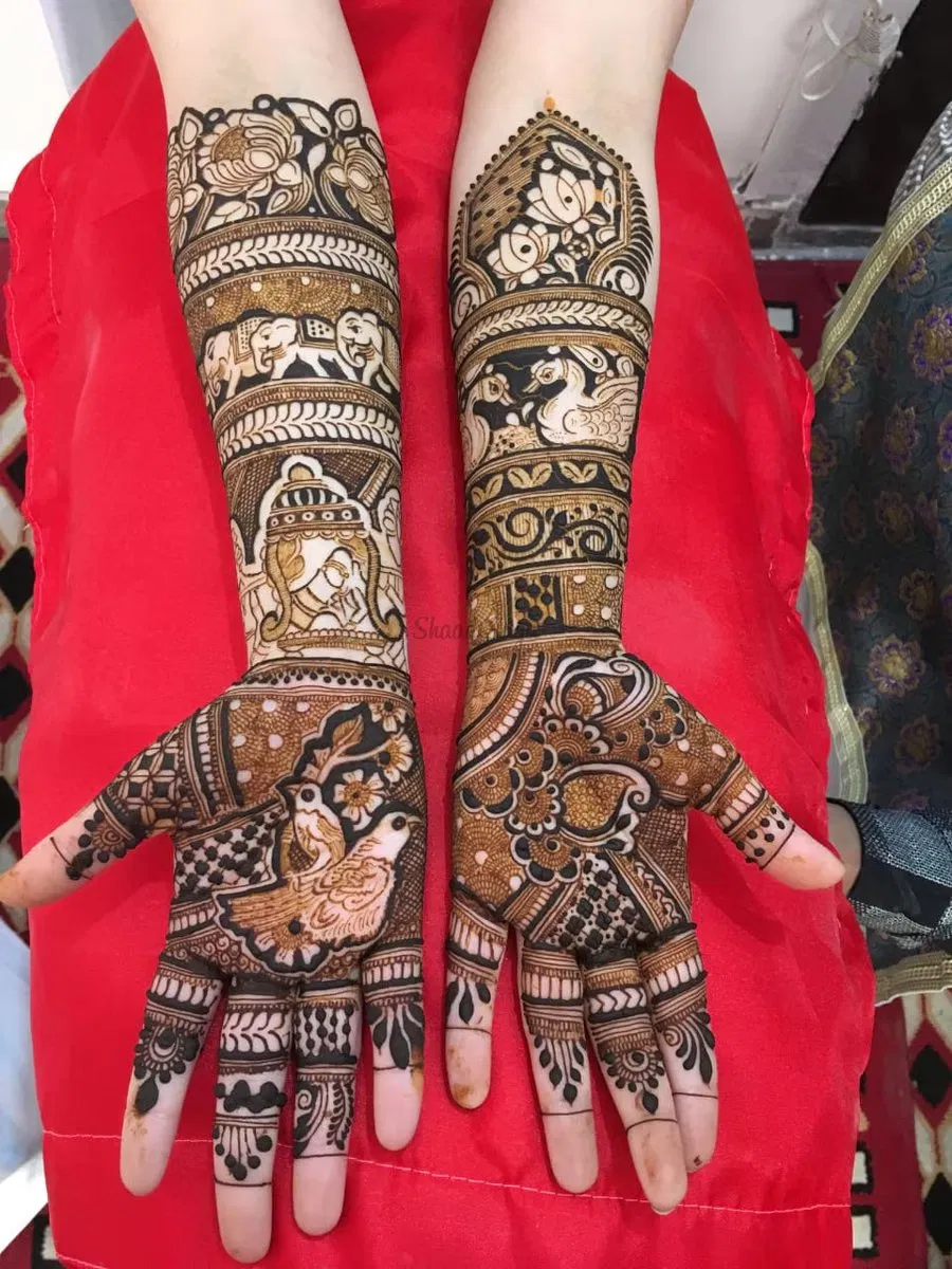 Front Hand Mehndi Design with Figures