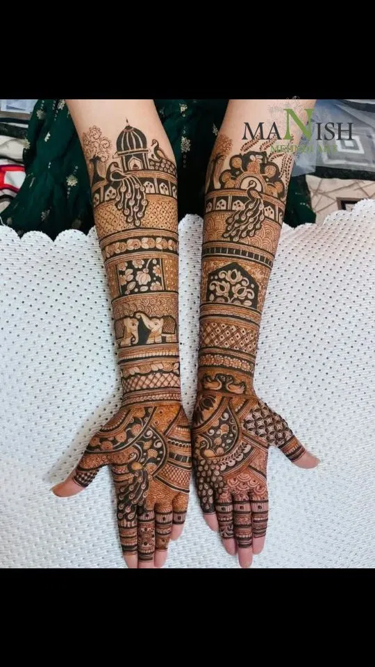 Bridal Indian Front Hand Mehndi Design with Figures (24)