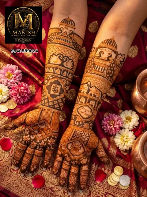bridal indian figure front hand mehndi design