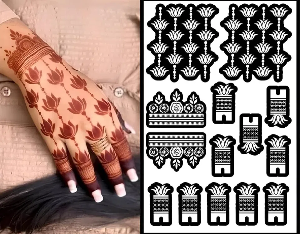Arabic Bridal Back Hand Mehndi Design with Lotus (2)