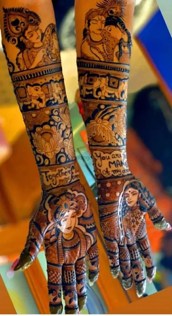 Front Hand Mehndi Design with Figures