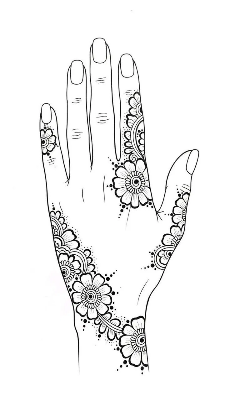 Arabic Bridal Mehndi Design with Flowers and Moon