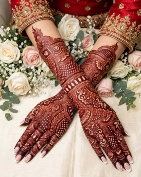 aesthetic arabic figure back hand mehndi design