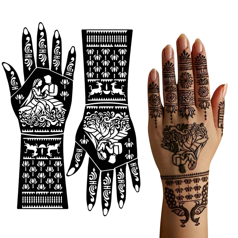 Arabic Bridal Mehndi Design with Figures