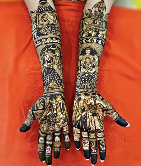 figure full hand mehndi design