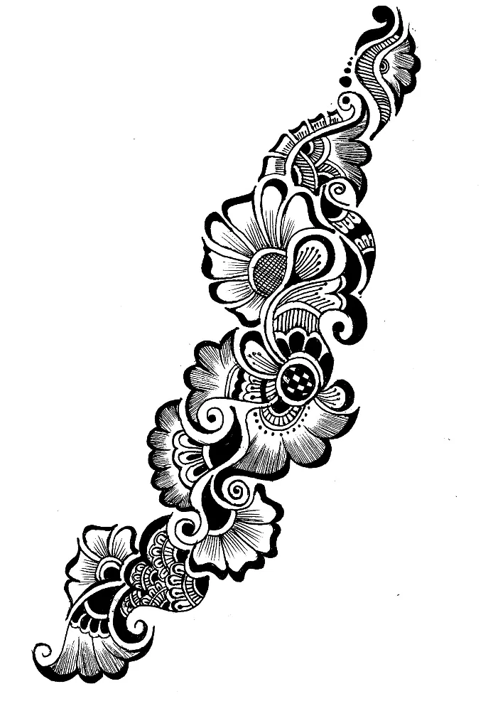 Arabic Bridal Mehndi Design with Gol Tikki and Flowers