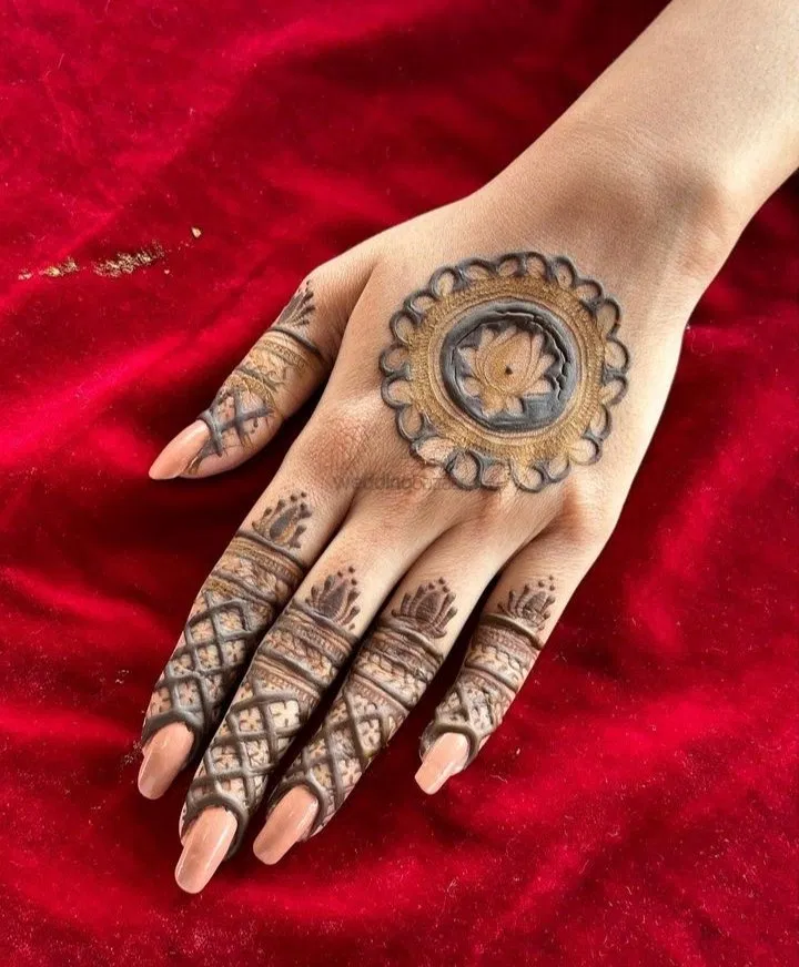 Simple Back Hand Mehndi Design with Gol Tikki (6)