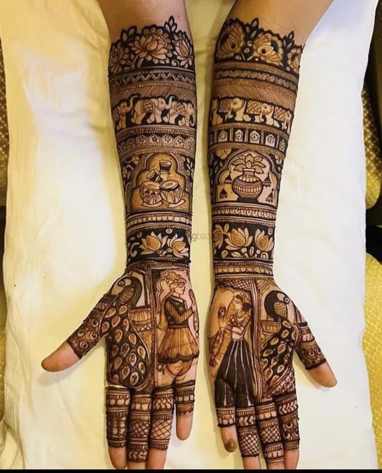 Full Hand Mehndi Design with Figures (2)