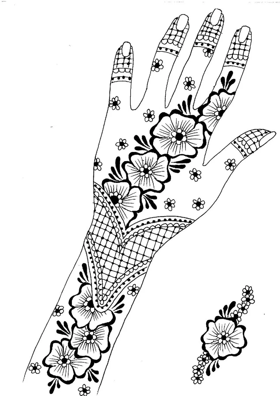 Arabic Arm Mehndi Design with Flowers and Lotus