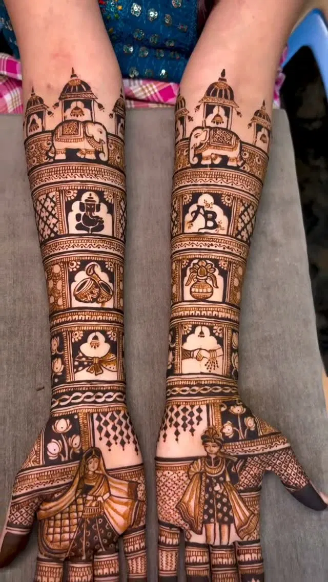 Full Hand Mehndi Design with Figures