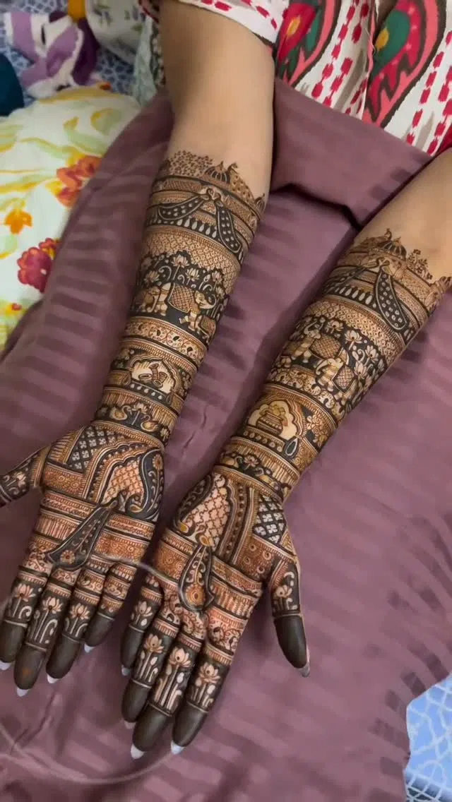 Full Hand Mehndi Design with Figures (2)