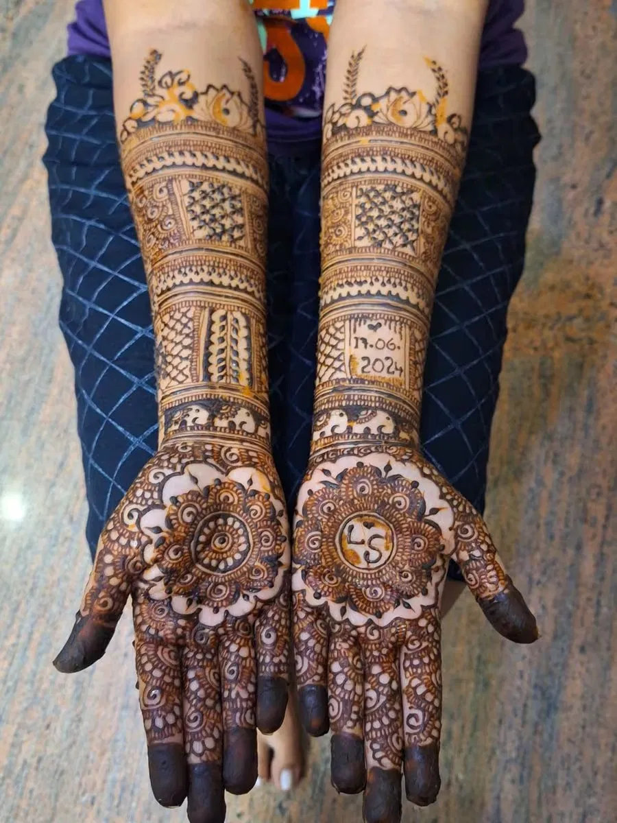 Front Hand Mehndi Design with Figures (2)