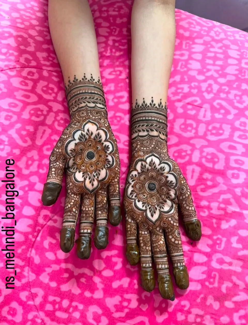 Back Hand Mehndi Design with Gol Tikki and Lotus