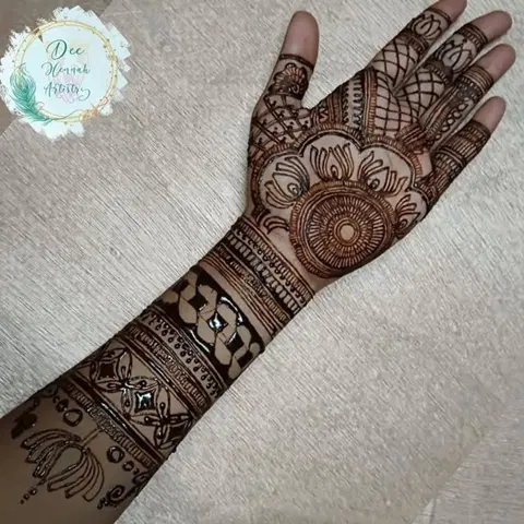 lotus full hand mehndi design