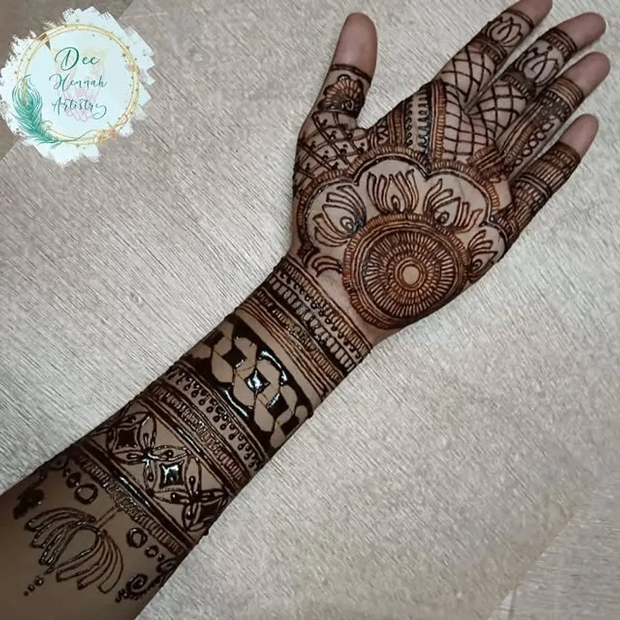 Full Hand Mehndi Design with Lotus