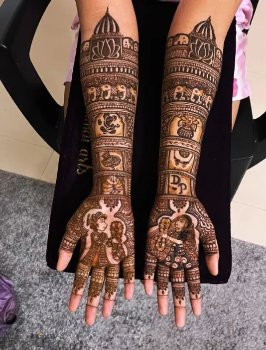 Front Hand Mehndi Design with Figures